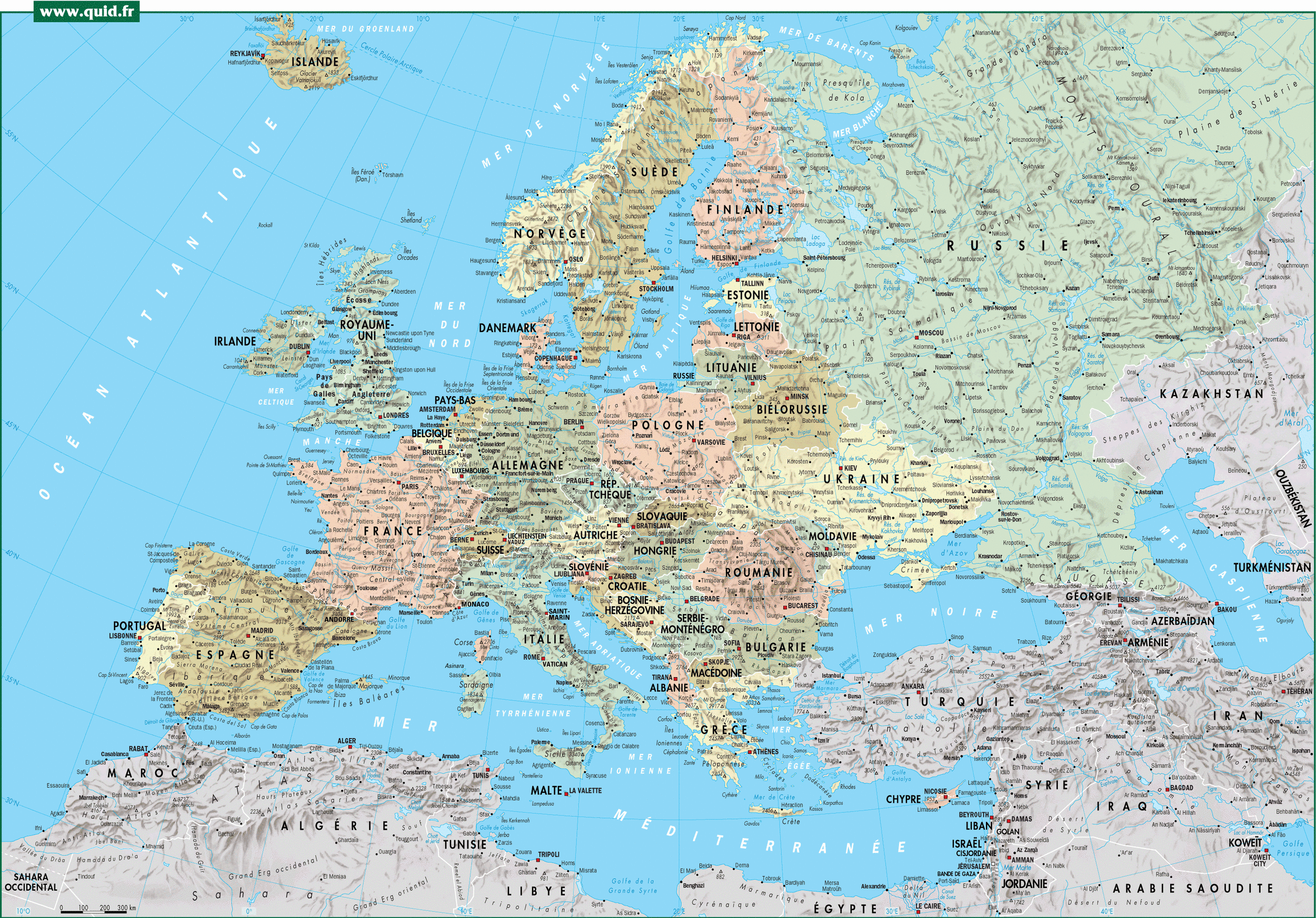 carte de l europe generale et detaillee