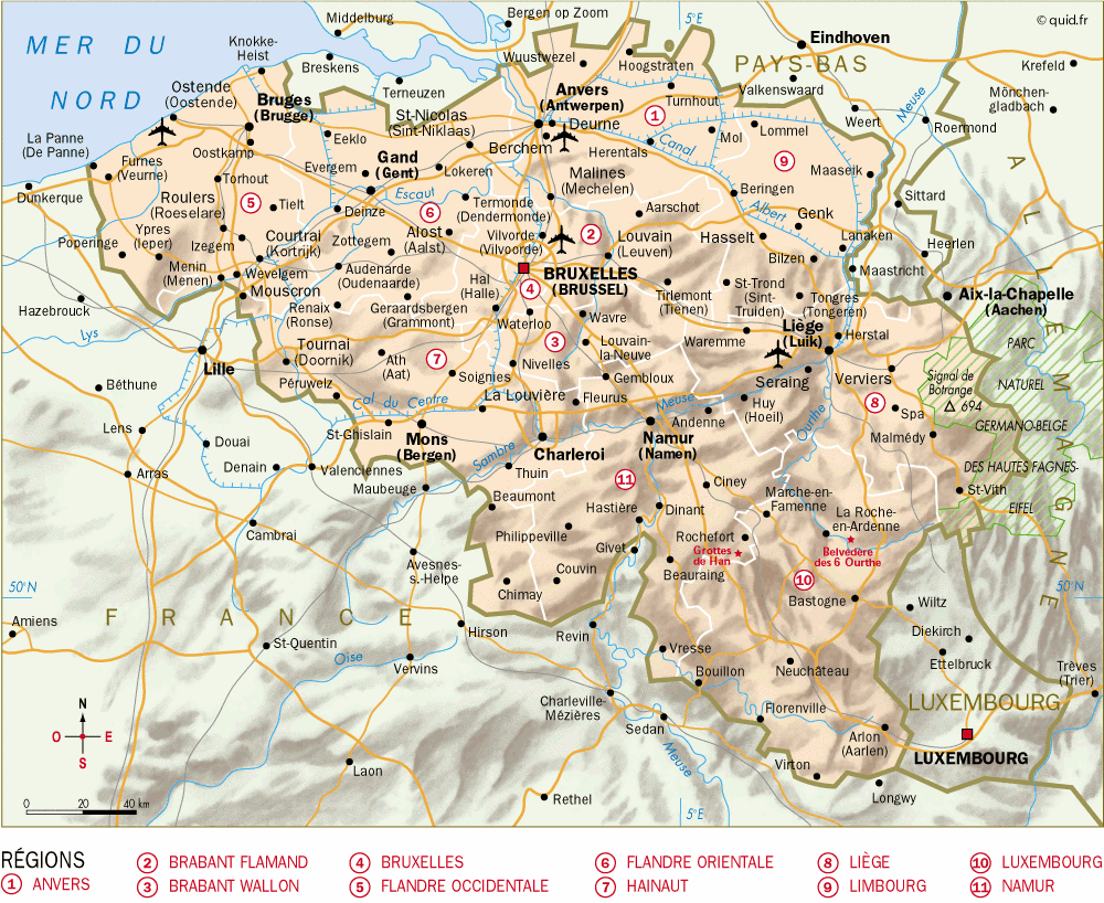 carte de belgique détaillé